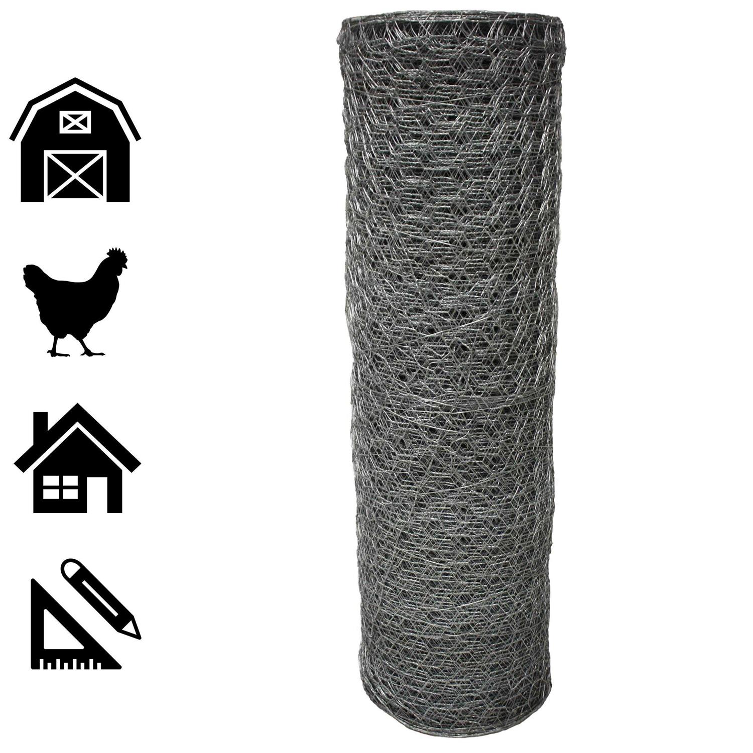 Acorn International 50-ft x 4-ft 20-Gauge Silver Galvanized Steel Poultry Netting Rolled Fencing with Mesh Size 2-in - Cheap Fitting