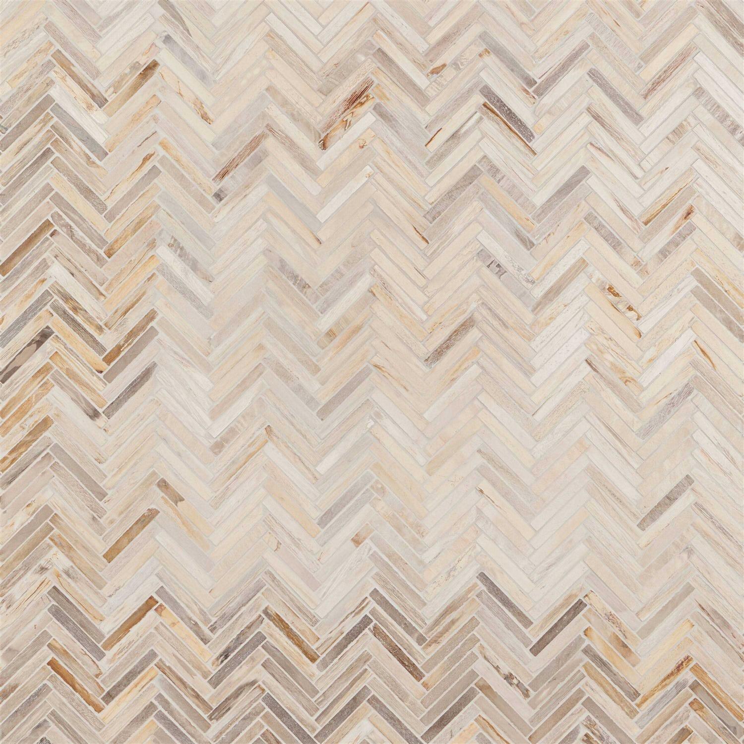 Dixiewood Herringbone Brown 9.25 in. x 11.22 in. Petrified Wood Floor and Wall Mosaic Tile Ivy Hill Tile - Cheap Fitting