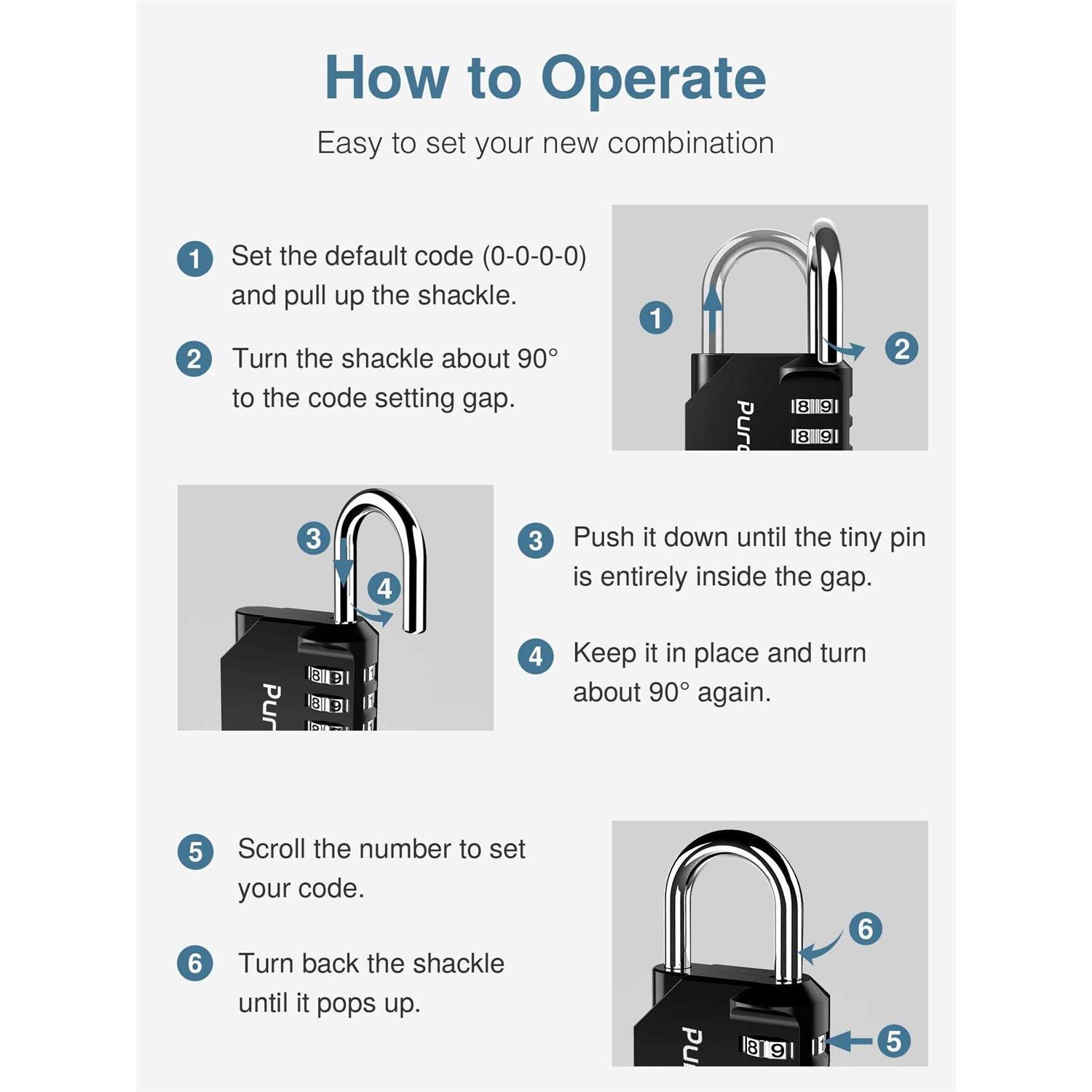 Puroma 2 Pack Combination Lock 4 Digit Locker Lock Outdoor Waterproof Padlock for School Gym Locker - Cheap Fitting