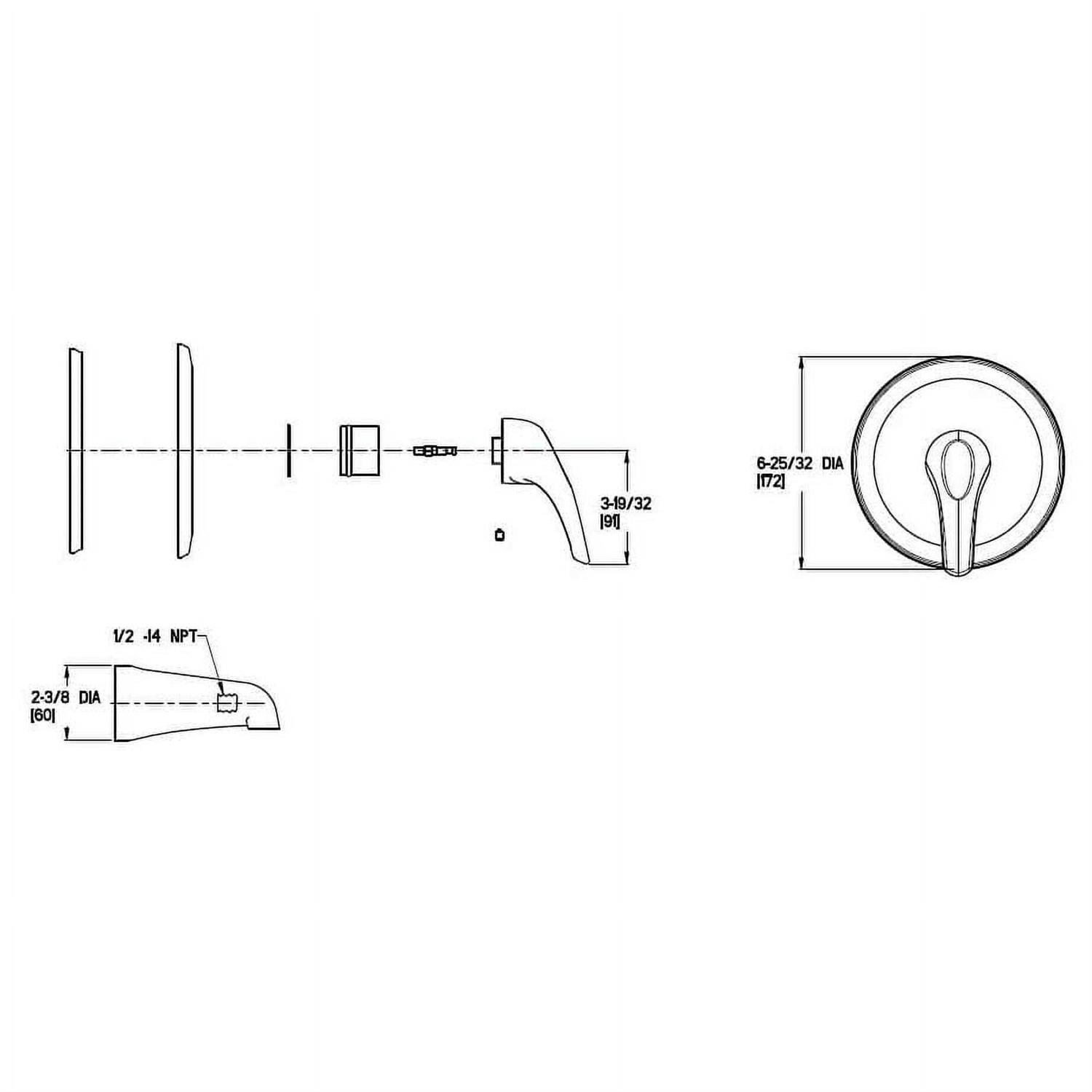 Pfister Pfirst Series 1-Handle Tub Trim in Polished Chrome R89-0100 - Cheap Fitting