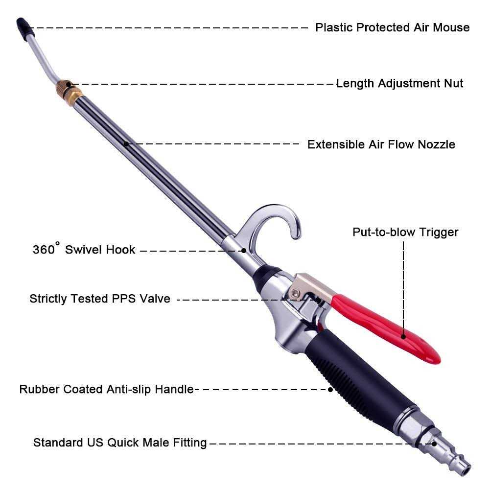 High Volume Powerful Air Blow Gun with Extensible Air Flow Nozzle - Cheap Fitting