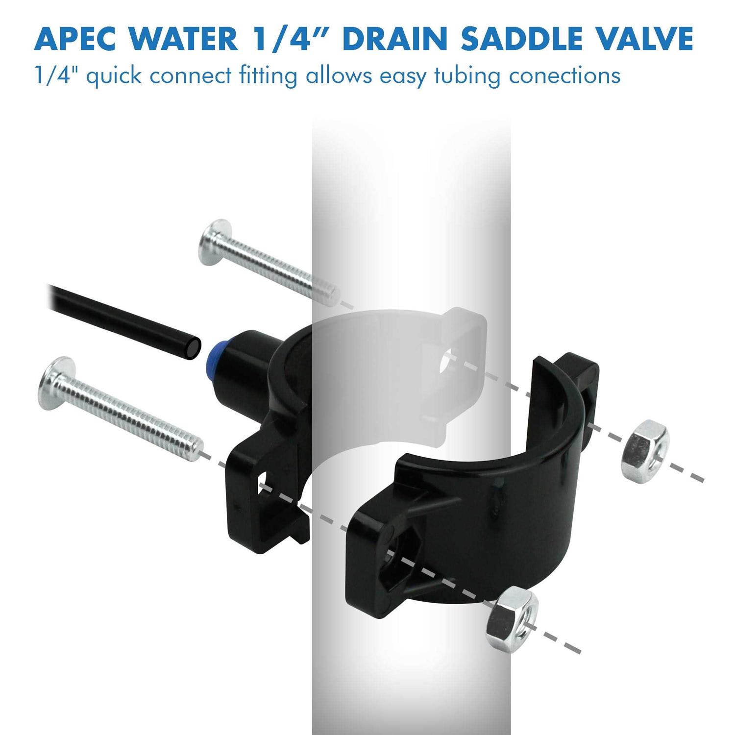 APEC Water Drain Saddle Valve with 1/4 Quick Connect for Undersink Reverse Osmosis System SADDLE-DRAIN - Cheap Fitting
