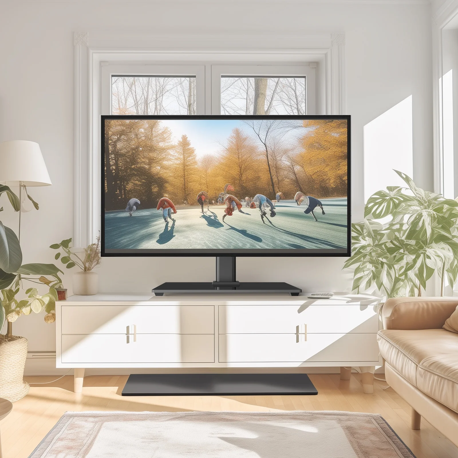 TV Stand Mount, Universal TV Stand Tabletop for 32-52 inch LCD LED TVs, Height Adjustable TV Base Stand with Tempered Glass Base Wire Management, Max 400x400mm - Cheap Fitting