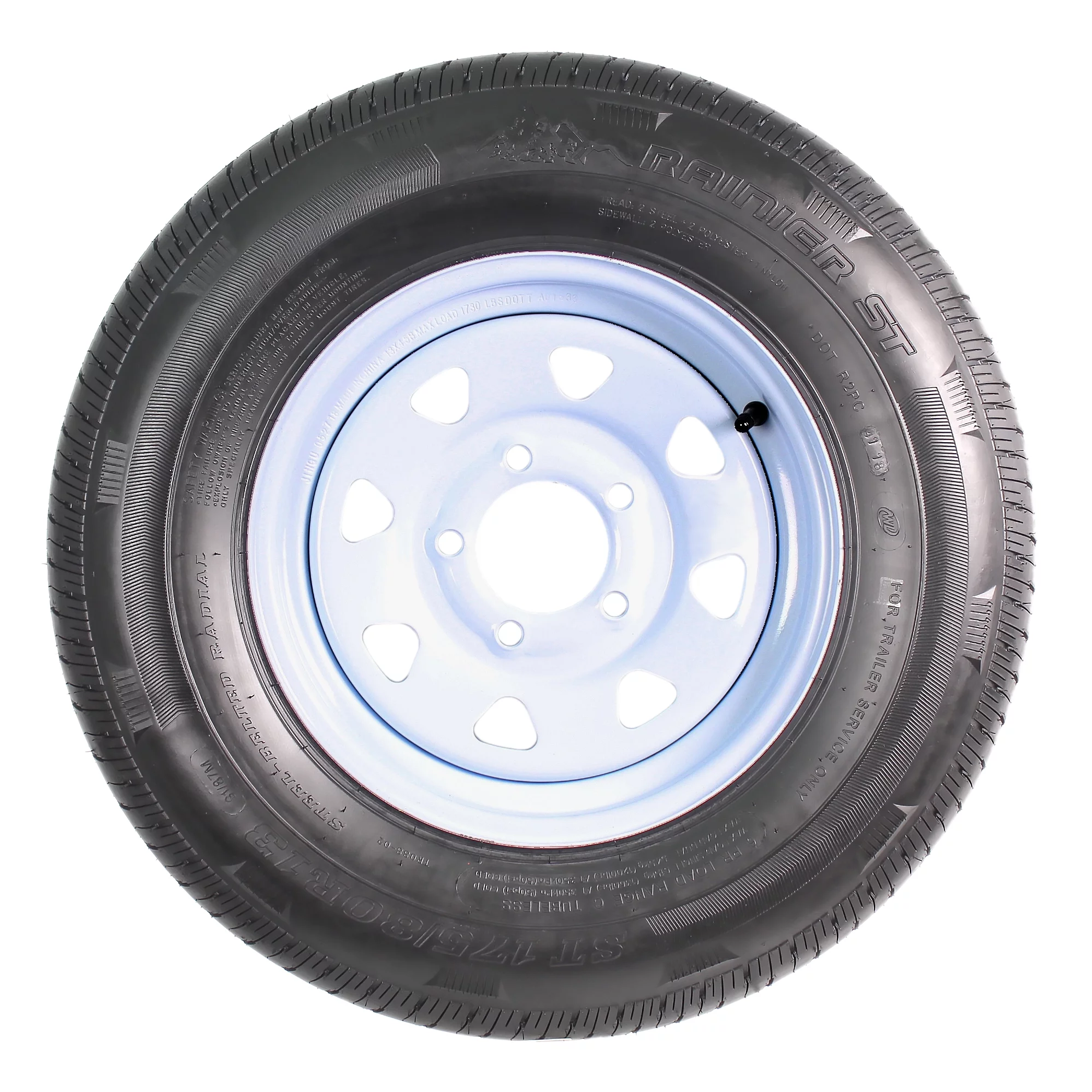 2-Pk Radial Trailer Tire On Rim ST175/80R13 175/80R-13 C 5 Lug White Spoke Wheel - Cheap Fitting