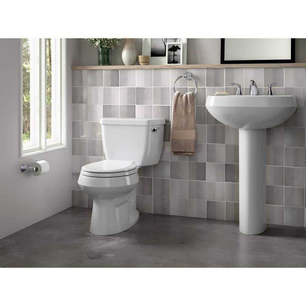 Kohler K-3577-RA-0 Wellworth Classic Two-Piece Round-front 1.28 GPF Toilet with Right-Hand Trip Lever - Cheap Fitting