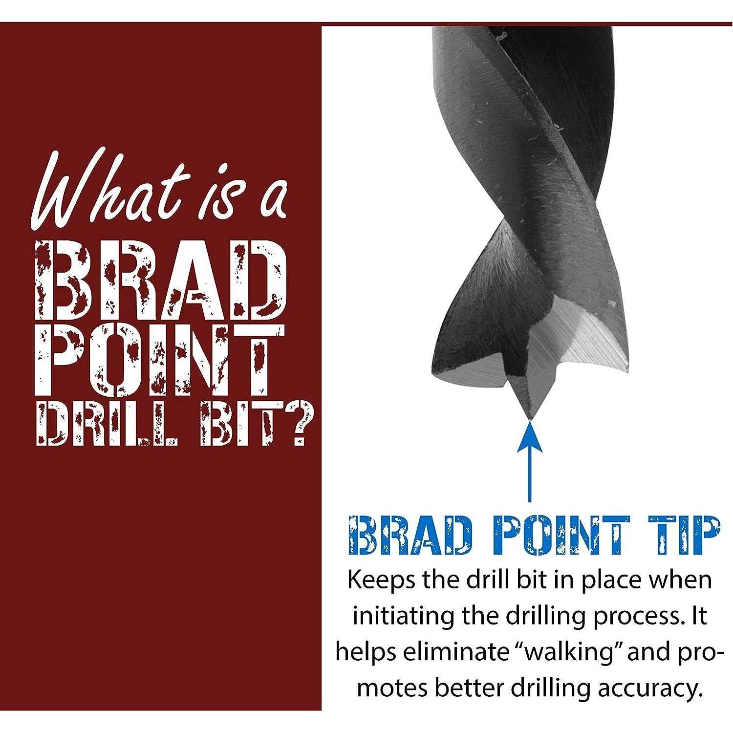 Fulton 12 inch Extra Long Brad Point Drill Bit Set with 7 Total Drill Bits • Ideal for Wood • PVC • Resin • Composite • MDF and Drywall - Cheap Fitting