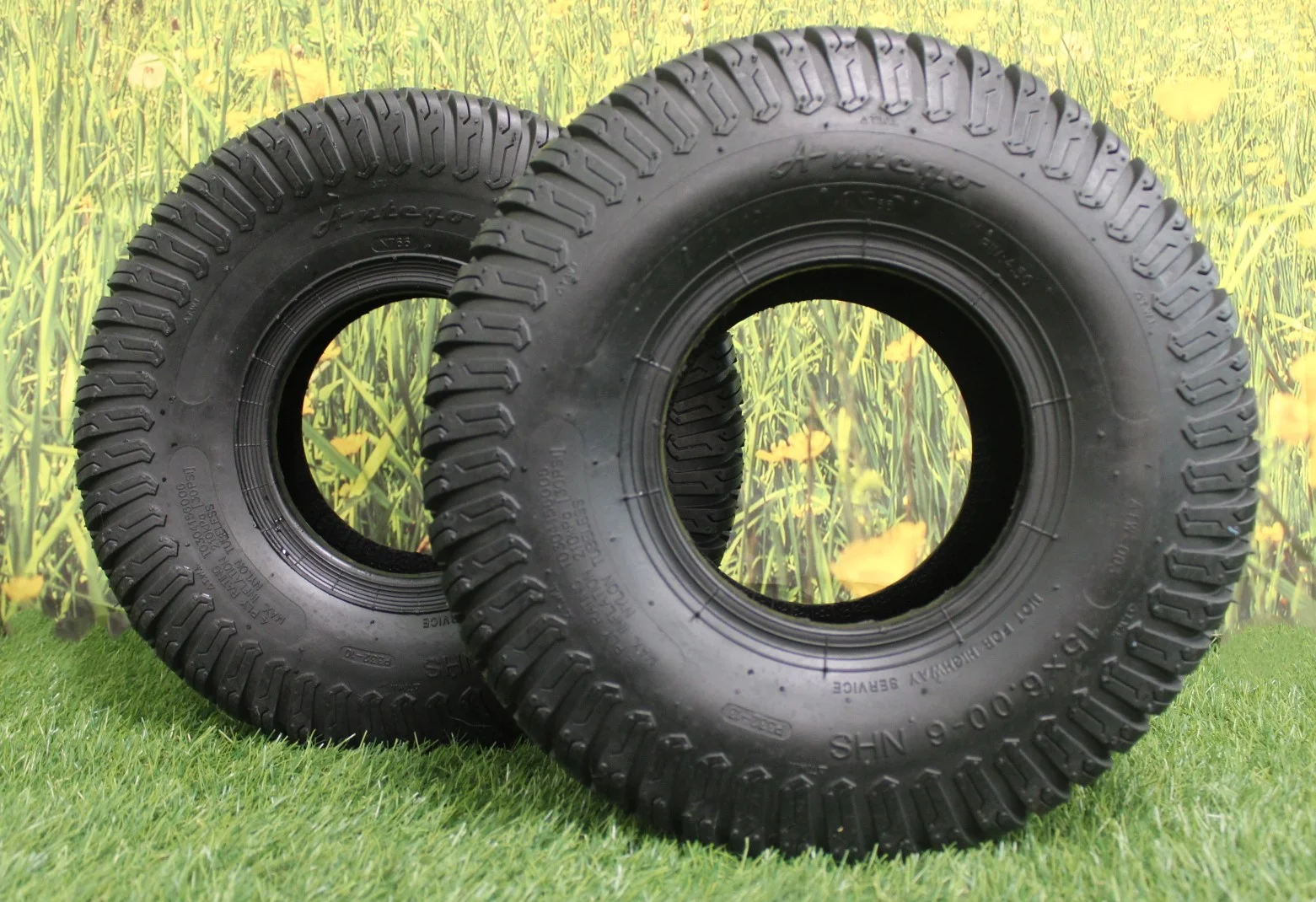 Antego Tire and Wheel 15x6.00-6 4 PLY Turf Tires for Lawn & Garden (Set of Two) ATW-003 - Cheap Fitting