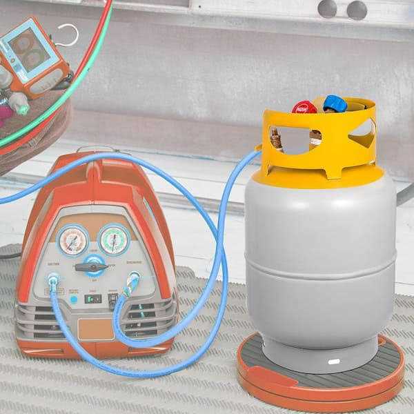 VEVOR Refrigerant Recovery Tank 30 lbs. Capacity Refrigerant Recycling Machine Double Y-Valve Collar Liquid/Vapor 1/4 SAE - Cheap Fitting