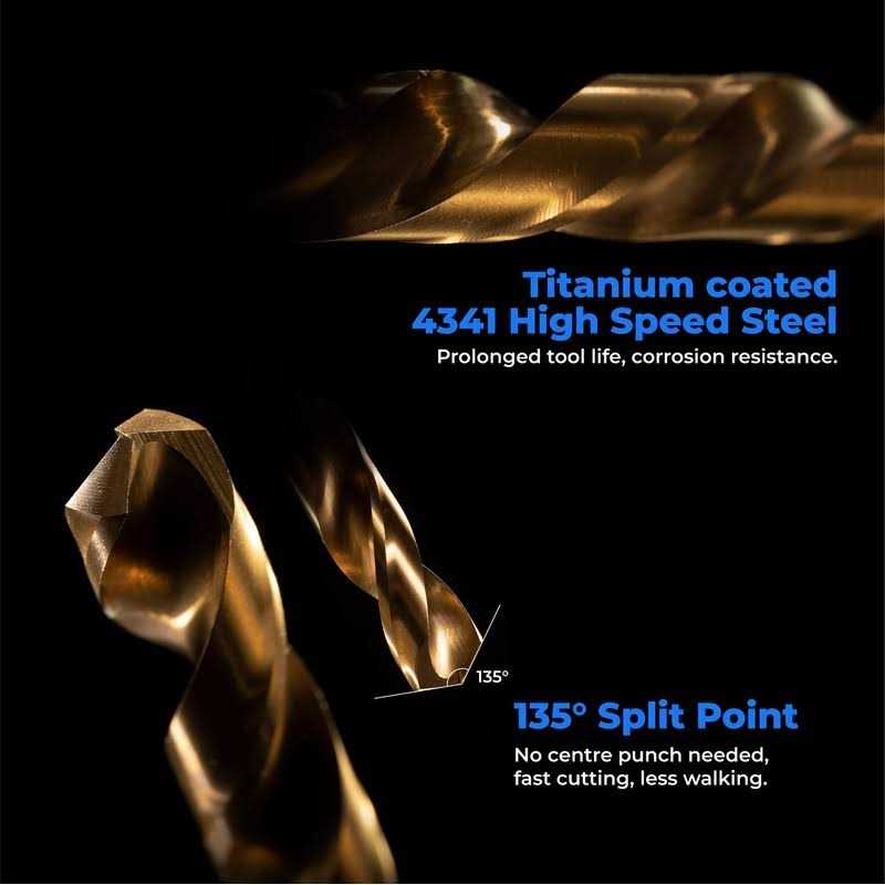amoolo Titanium Drill Bit Set Premium 4341 HSS Micro Drill Bits for Wood - Cheap Fitting