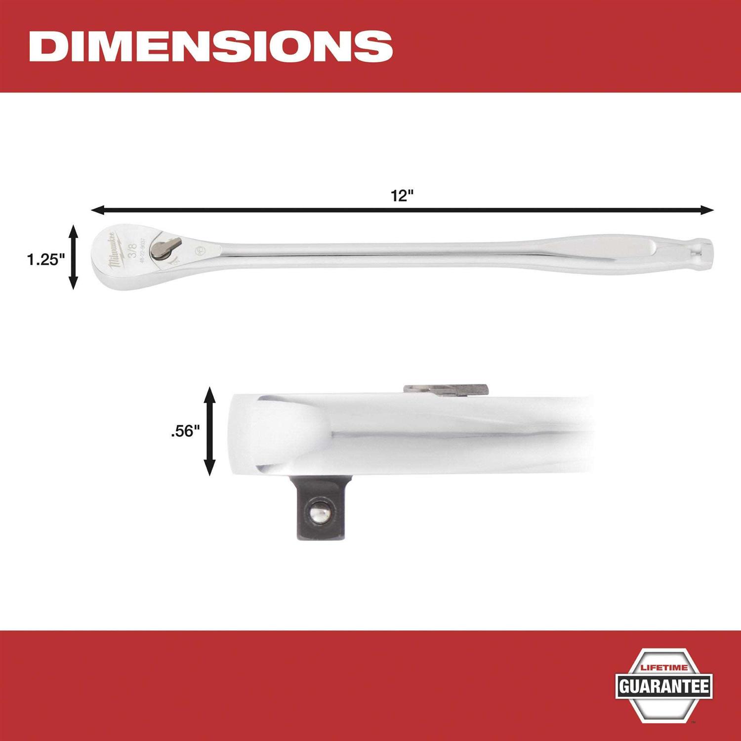 48-22-9037 Milwaukee 3/8 Drive 12 Ratchet - Cheap Fitting