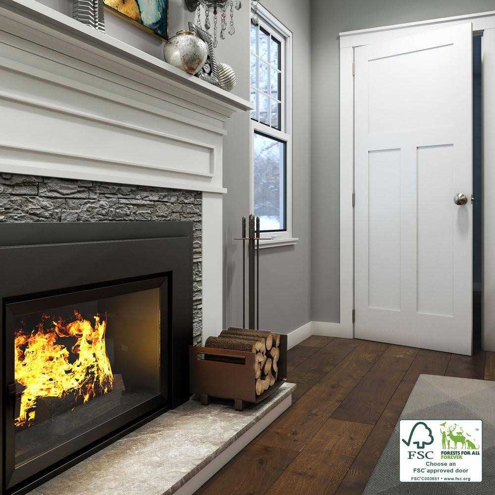 eightdoors 80 in. x 1-3/8 in. Shaker White Primed T-Shape 3-Panel Solid Core Wood Interior Slab Door - Cheap Fitting