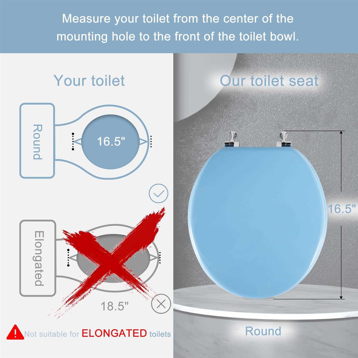 Round Toilet Seat Natural Wood Toilet Seat with Zinc Alloy Hinges - Cheap Fitting