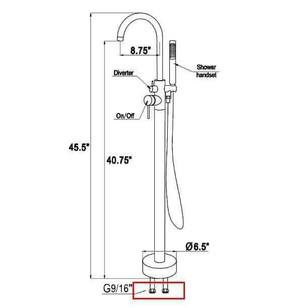 AKDY 1-Handle Freestanding Floor Mount Roman Tub Faucet Bathtub Filler with Hand Shower - Cheap Fitting