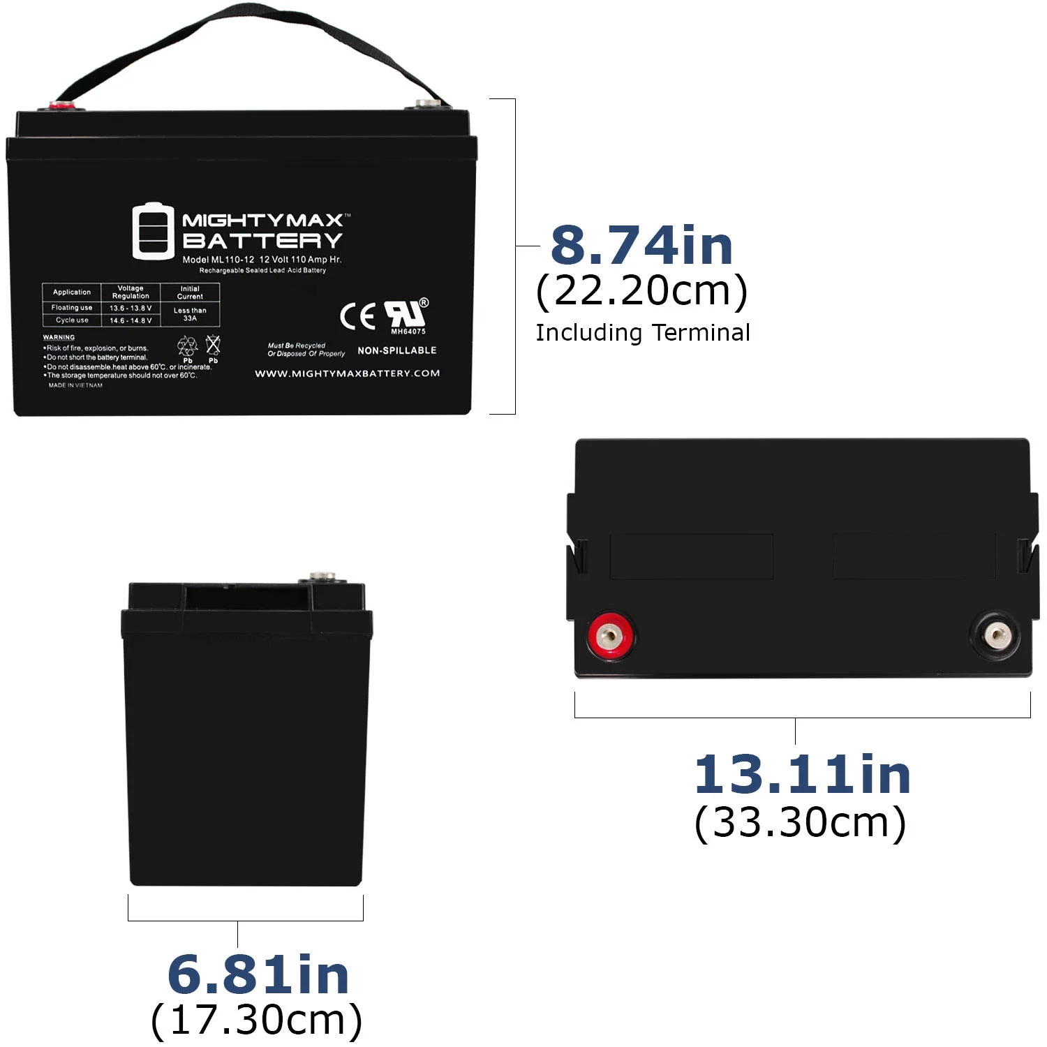 12V 110AH SLA Replaces Solar Forklift Lighting Deep Cycle Battery - Cheap Fitting
