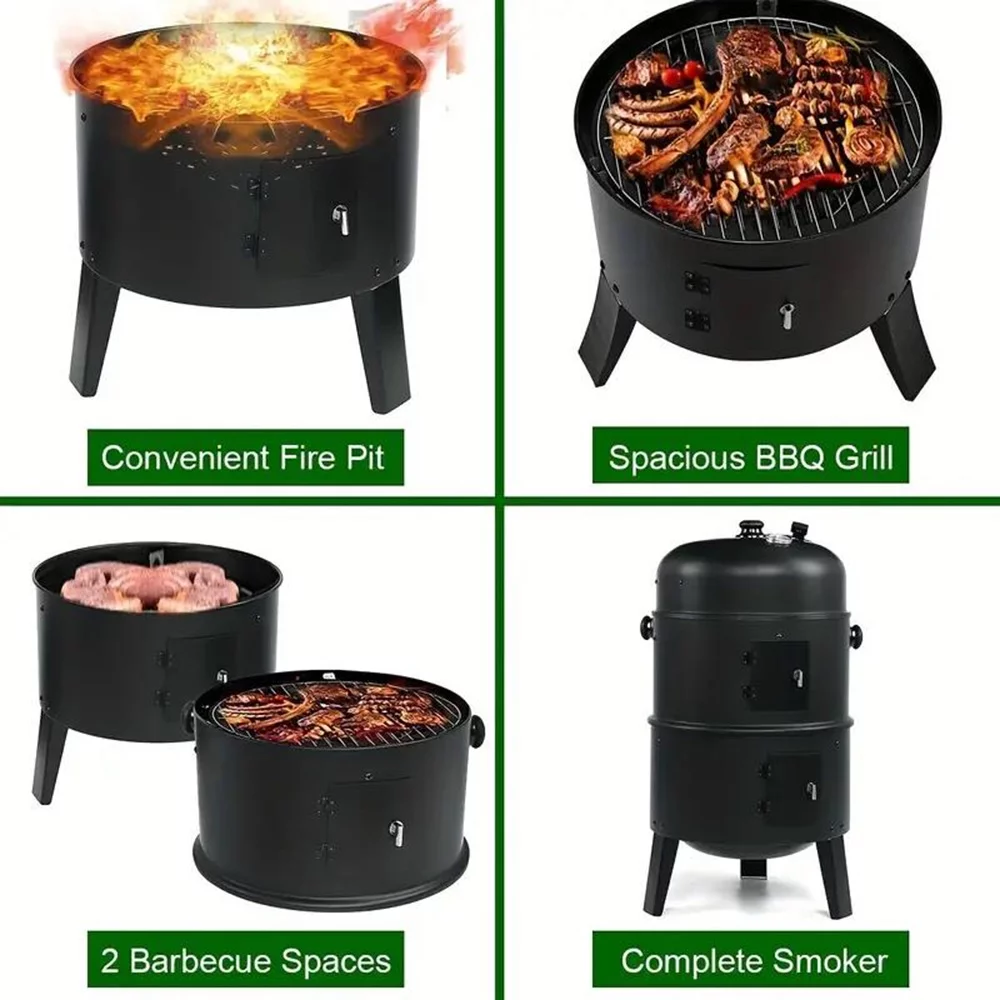 TOPTENG Vertical Charcoal BBQ Smoker, 3-in-1 16