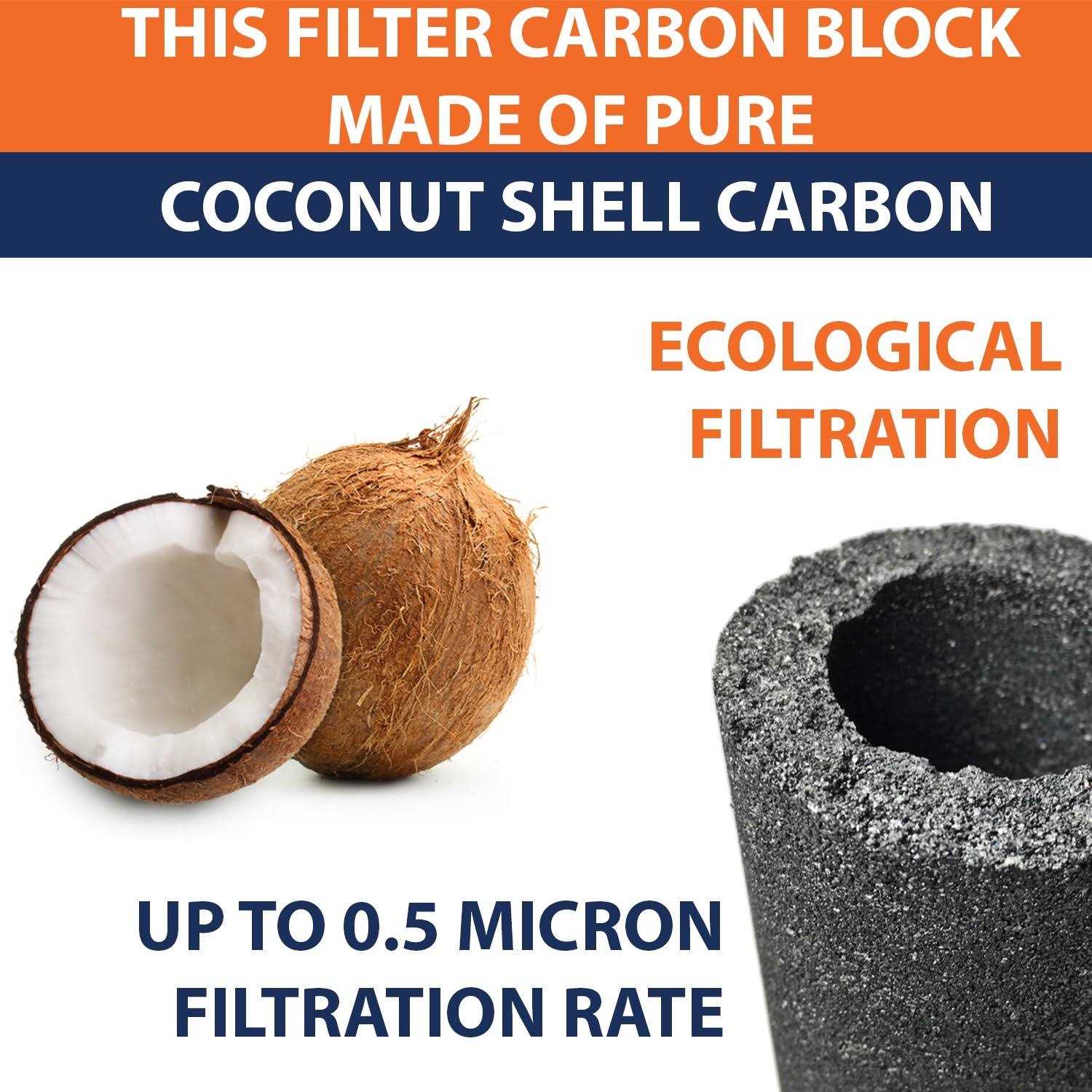 Aquaboon Universal 5 Micron 10 x 2.5 inch Cartridge Coconut Shell Water Filter Cartridge - Cheap Fitting