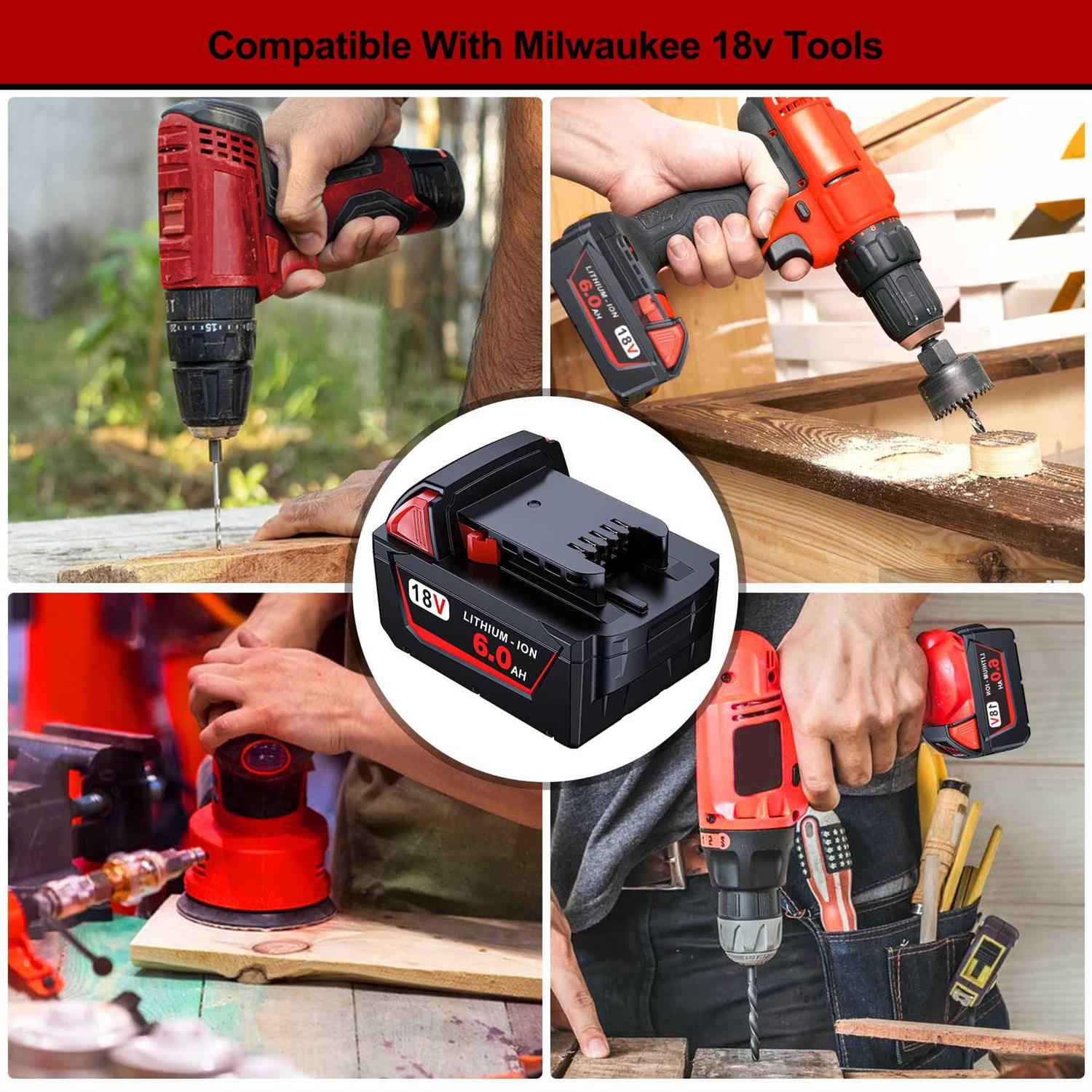 LONG FIT 2 Pack Replace for Milwaukee M18 Battery 6.0Ah - Cheap Fitting