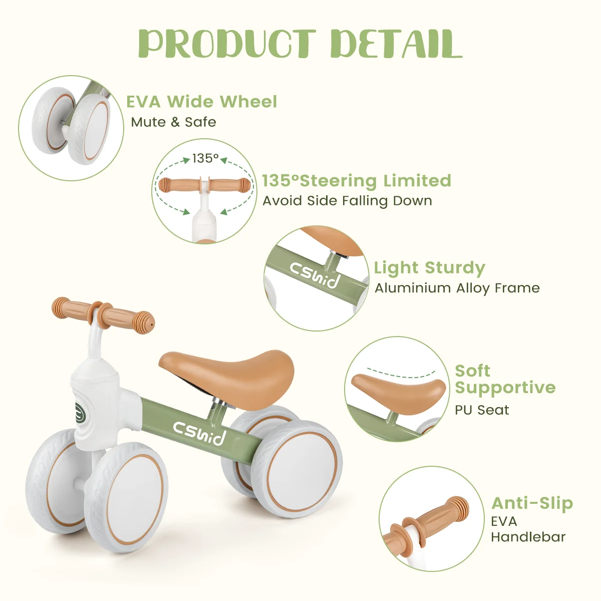 Baby Balance Bike with Adjustable Seat, Toddler Balance Bike for 1 Year Old Boy Gifts, 12-24 Month Toddler Bicycle, No Pedal 4 Silence Wheels & Soft Seat, First Birthday Gift - Cheap Fitting