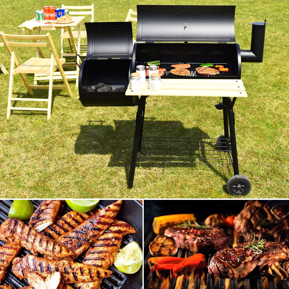 Costway Outdoor BBQ Grill Charcoal Barbecue Pit Patio Backyard Meat Cooker Smoker - Cheap Fitting