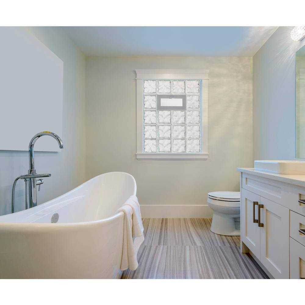 Clearly Secure 34.75 in. x 36.75 in. x 3.125 in. Frameless Wave Pattern Vented Glass Block Window 3638VDC - Cheap Fitting
