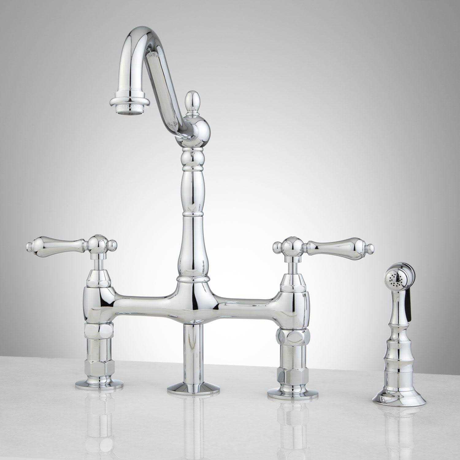 Bellevue Bridge Kitchen Faucet with Sprayer Signature Hardware - Cheap Fitting