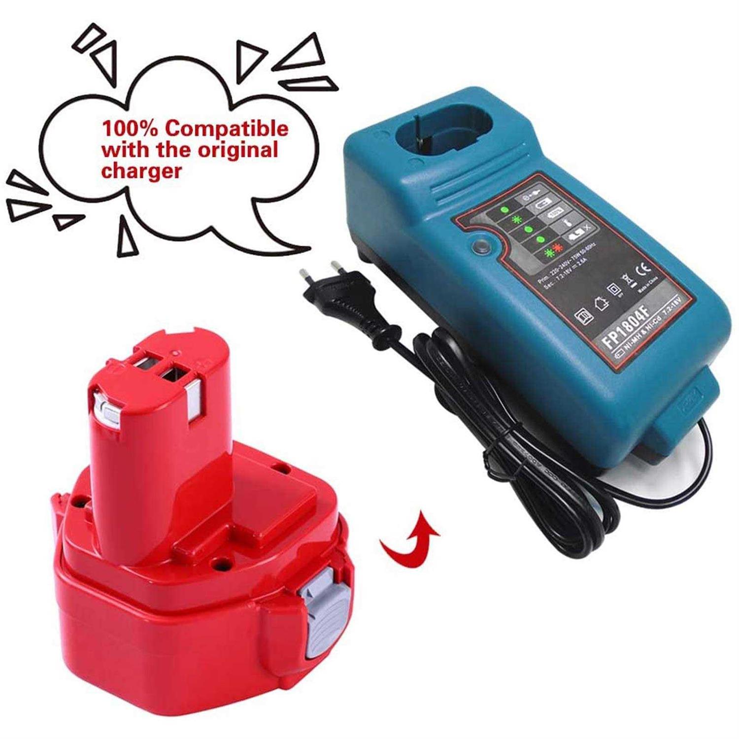 Boetpcr 2 packs 12 volt 3600mah replacement battery compatible with makita 12v battery ni-mh 1200 1220 1201 pa12 1222 1233s 1233sa 12 - Cheap Fitting