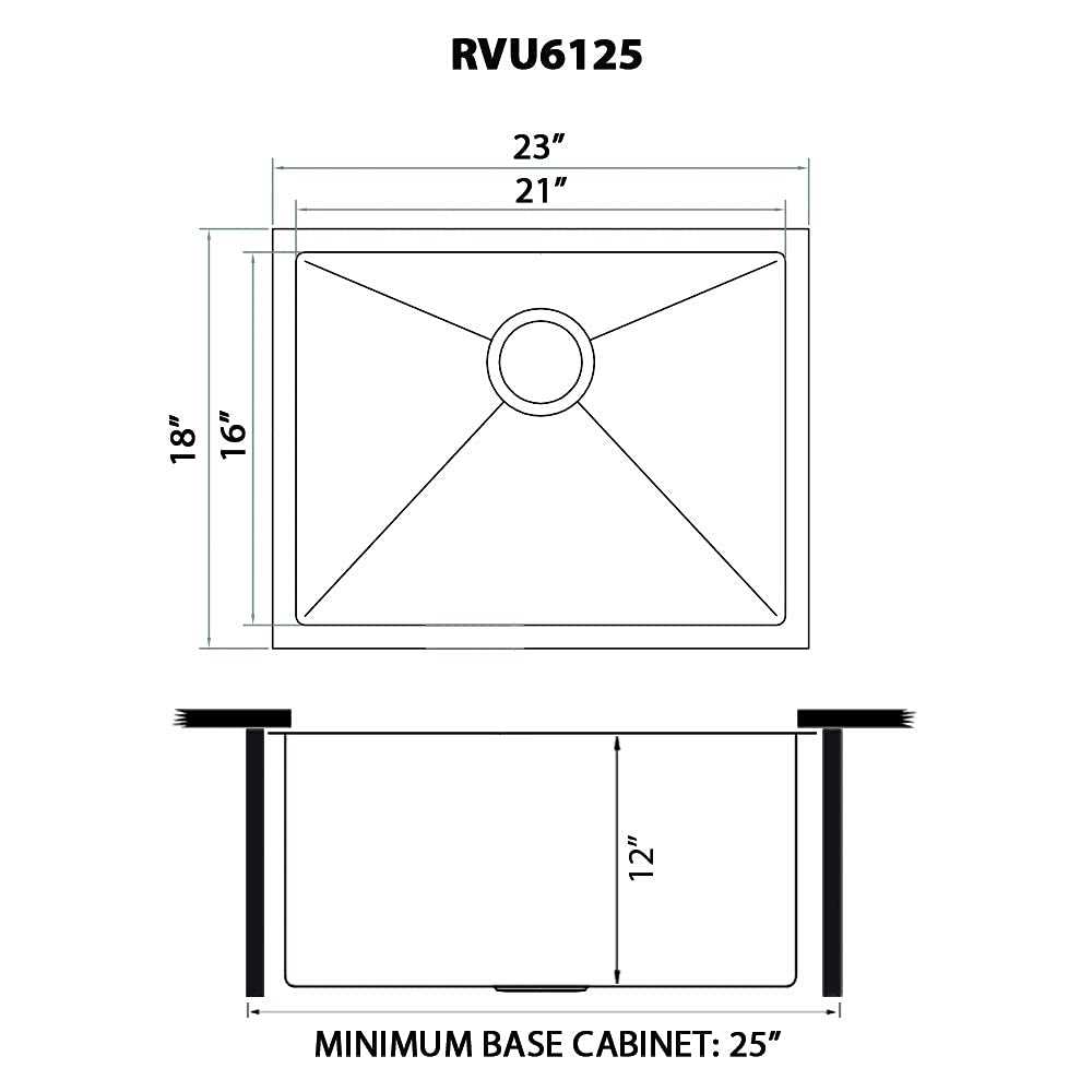 Ruvati 23 x 18 x 12 Deep Laundry Utility Sink Tight Radius Undermount 16 Gauge Stainless Steel RVU6125 - Cheap Fitting