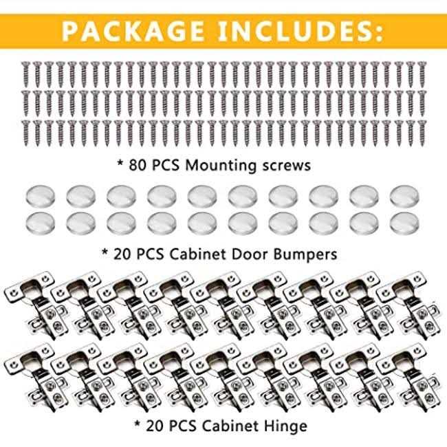 Konigeehre 20 Pack Soft Close Cabinet Door Hinges for 1/2 Partial Overlay Cupboard - Cheap Fitting