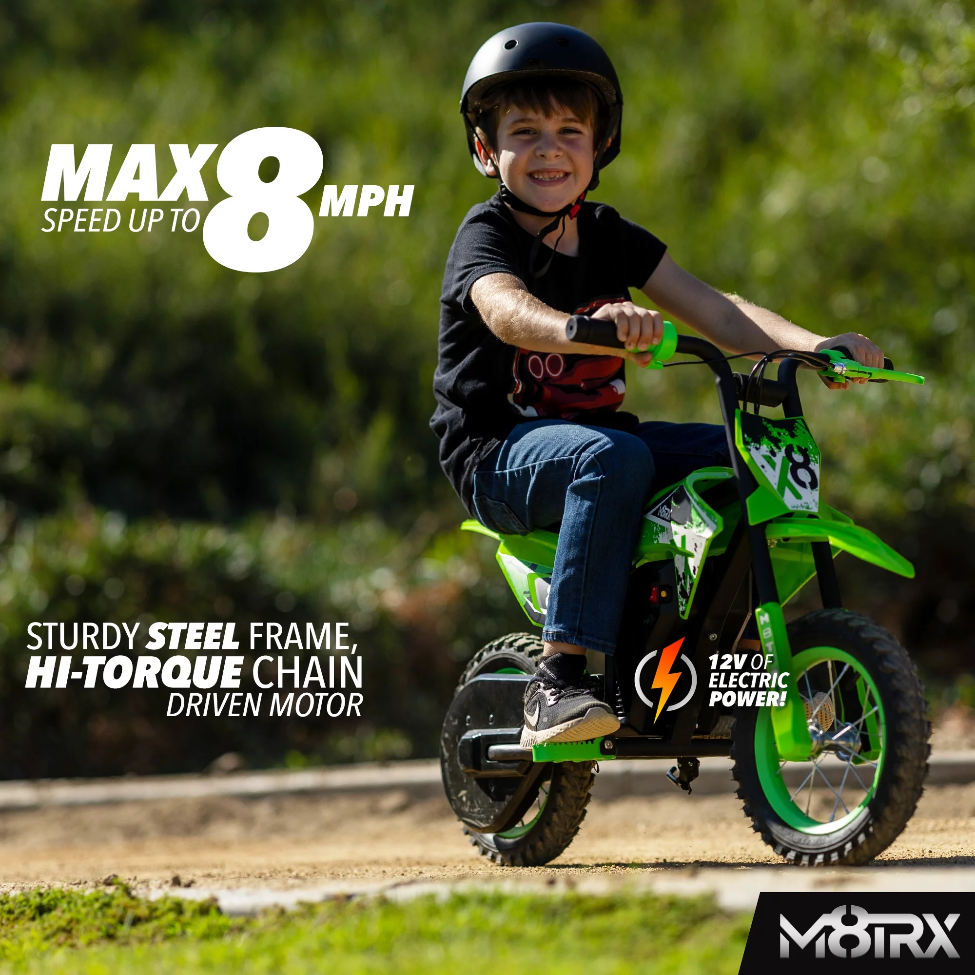 M8TRX 12V Mini Electric Child Dirt Bike, Battery Powered Toy Motorcycle, Kids Ride On, Ages 5 Years and Up, Green - Cheap Fitting