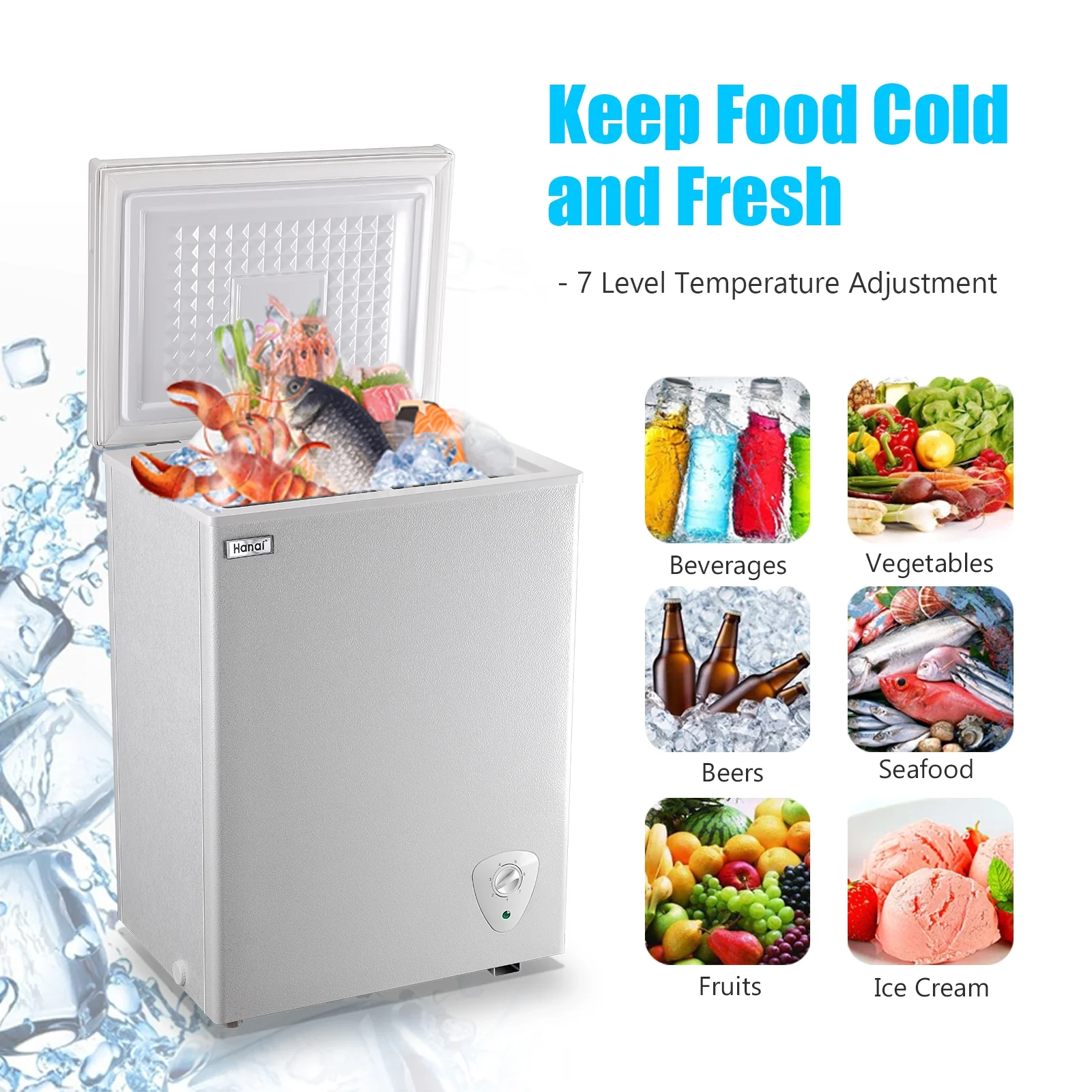 WANAI 3.5 Cu ft Freezer, Chest Freezer,White - Cheap Fitting