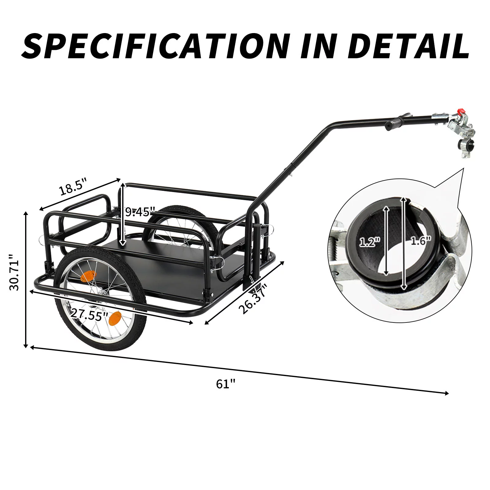 Ktaxon Foldable Bike Cargo Trailer with 16
