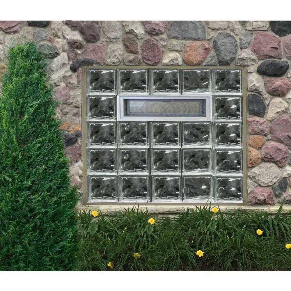 Clearly Secure 3 in. Thick Series 16 in. x 8 in. x 3 in. Hopper Vent for Glass Block Windows - Cheap Fitting