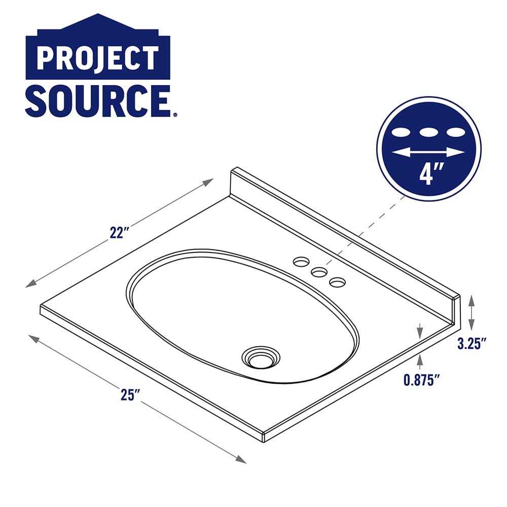 Project Source 25 W x 22 D White Cultured Marble Vanity Top with Single Oval Bowl MP225-3 - Cheap Fitting