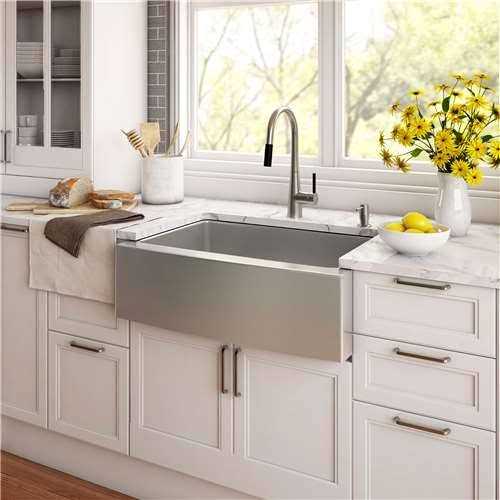 Kraus KHF200-33 33 inch Farmhouse Single Bowl Stainless Steel Kitchen Sink - Cheap Fitting