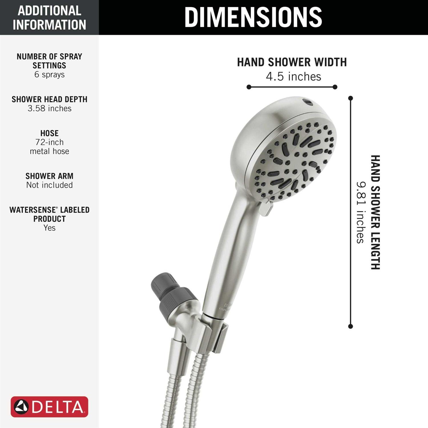 Delta Universal Showering 6-Setting Hand Shower with Cleaning Spray - Cheap Fitting