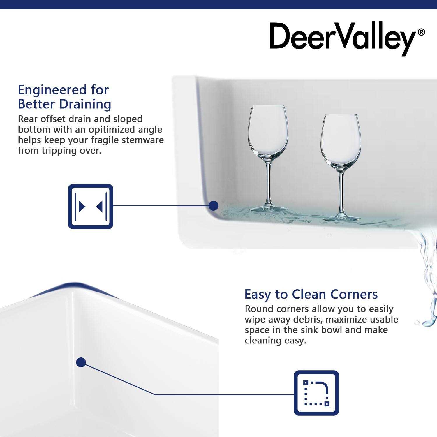 DeerValley Eclipse 32 1/2” Double Bowl Ceramic Farmhouse Kitchen Sink - Cheap Fitting