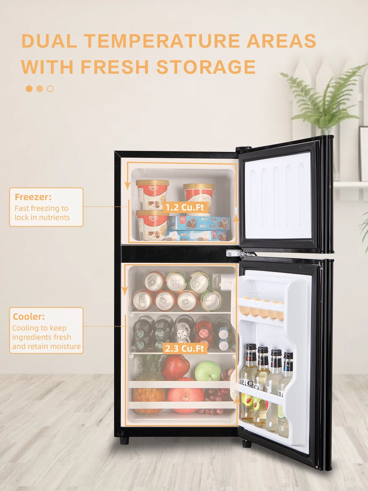 Krib B Compact Refrigerator 3.5 Cu.ft, Mini Fridge with Freezer, Modern Fridge with Dual Door, 7 Grade Temperature Adjustment, Silver - Cheap Fitting