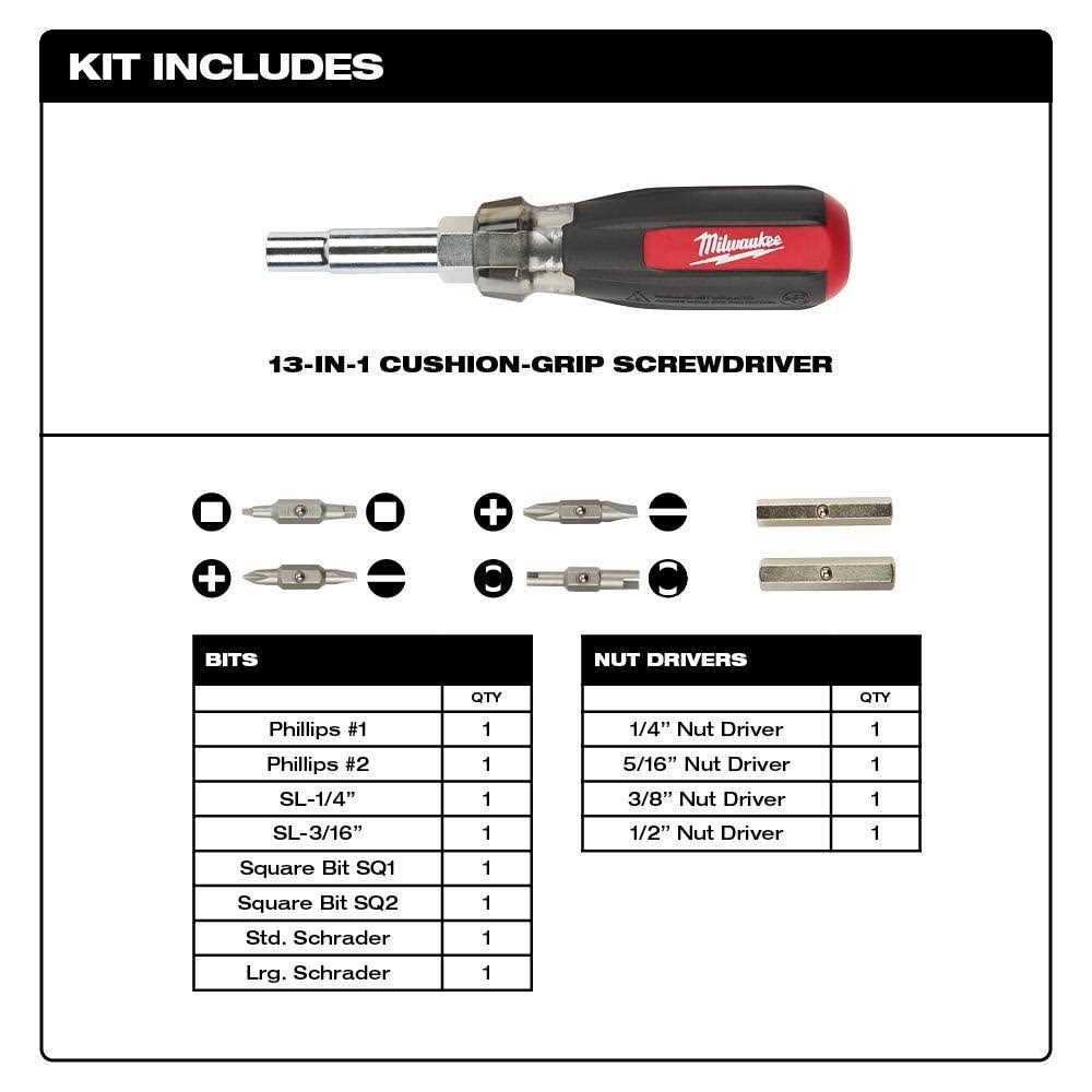Milwaukee 13-in-1 Cushion Grip Screwdriver with Schrader Bit 48-22-2881 - Cheap Fitting