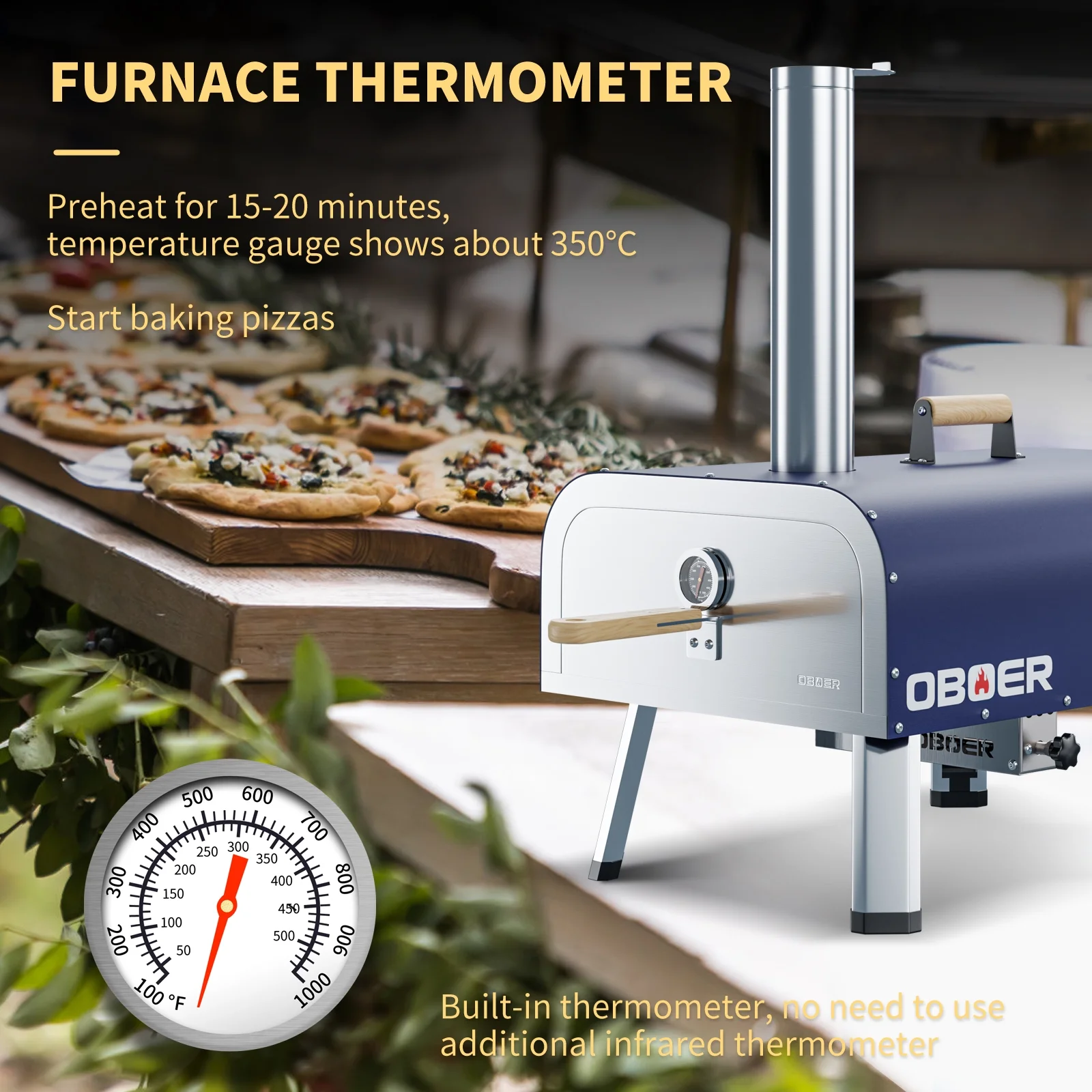 NAIZEA Outdoor Wood Fired Pizza Oven,Stainless Steel Pizza Grill,W/Complete Accessories & Pizza Bag For Outdoor Cooking (Blue) - Cheap Fitting