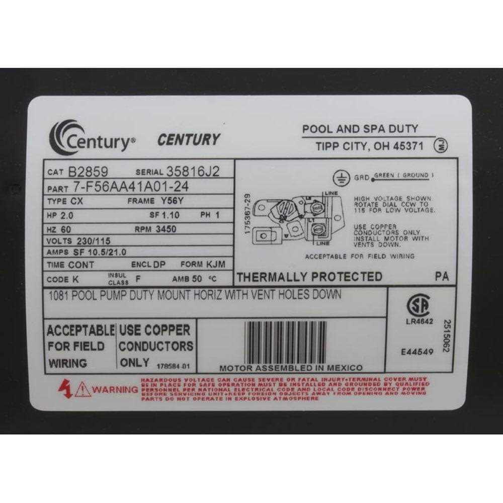Century B2859 Pool Pump Motor - Cheap Fitting