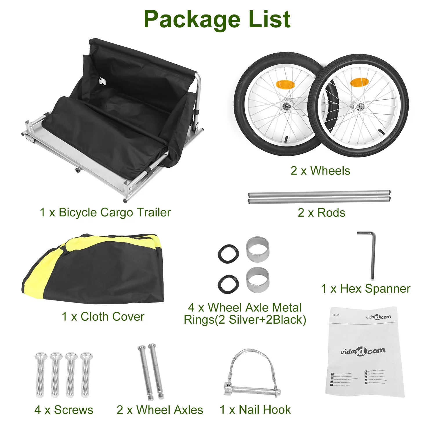 iMounTEK 176 lbs Bike Cargo Wagon Trailer, 16 inch Wheels Foldable Large Bicycle Trailer with Removable Lid and Cover for Carrying Stuff Luggage Plants Tools - Cheap Fitting