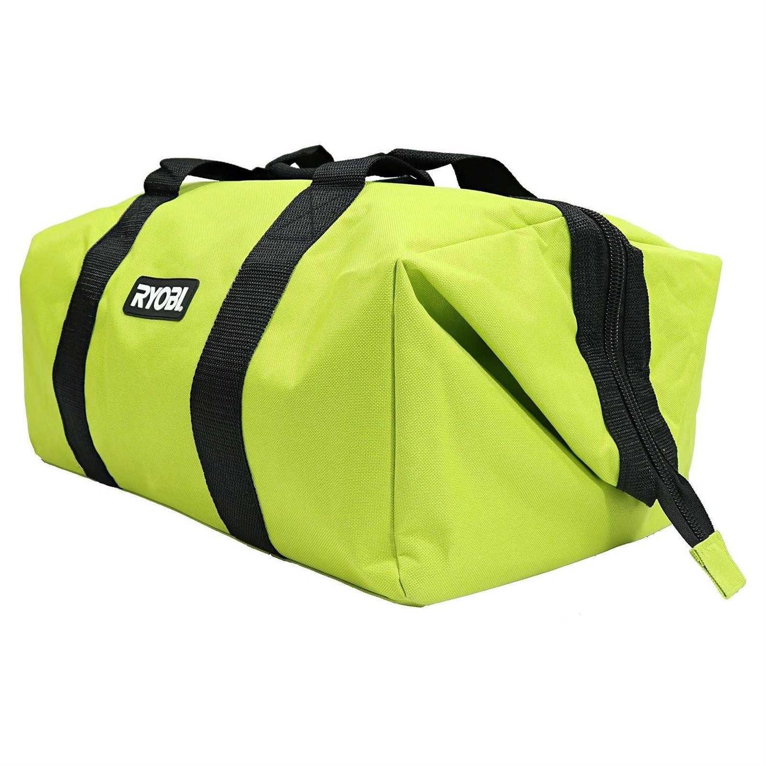 Ryobi Green Wide Mouth Collapsible Genuine OEM Contractors Bag w/ Full Top Single Zipper Action and Cross X Stitching - Cheap Fitting