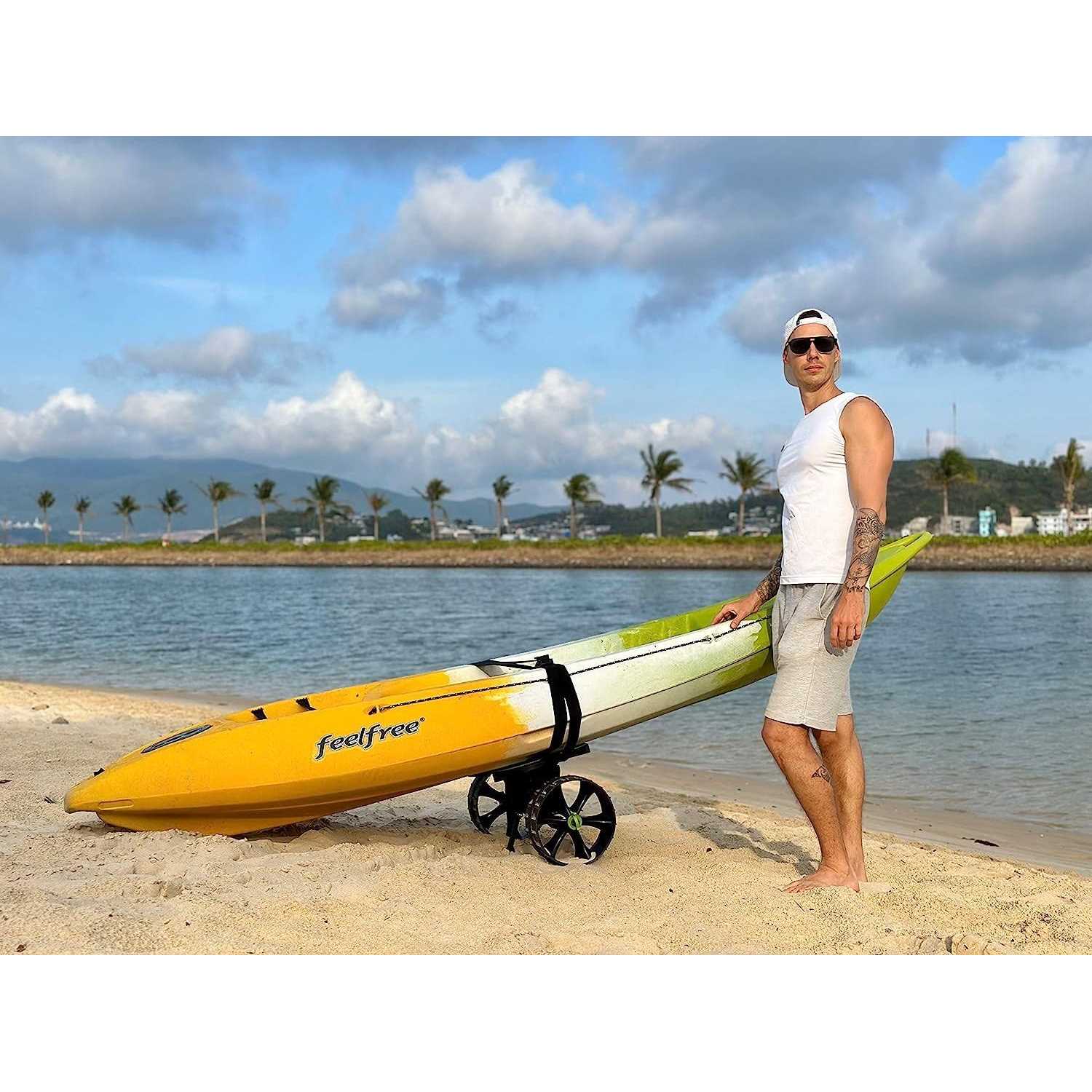 Ulticor Kayak Cart, Puncture-Free Wheels Assembles and Disassembles Within Seconds – Easy to Store – No Tools Required – All-Terrain Durable Kayak - Cheap Fitting