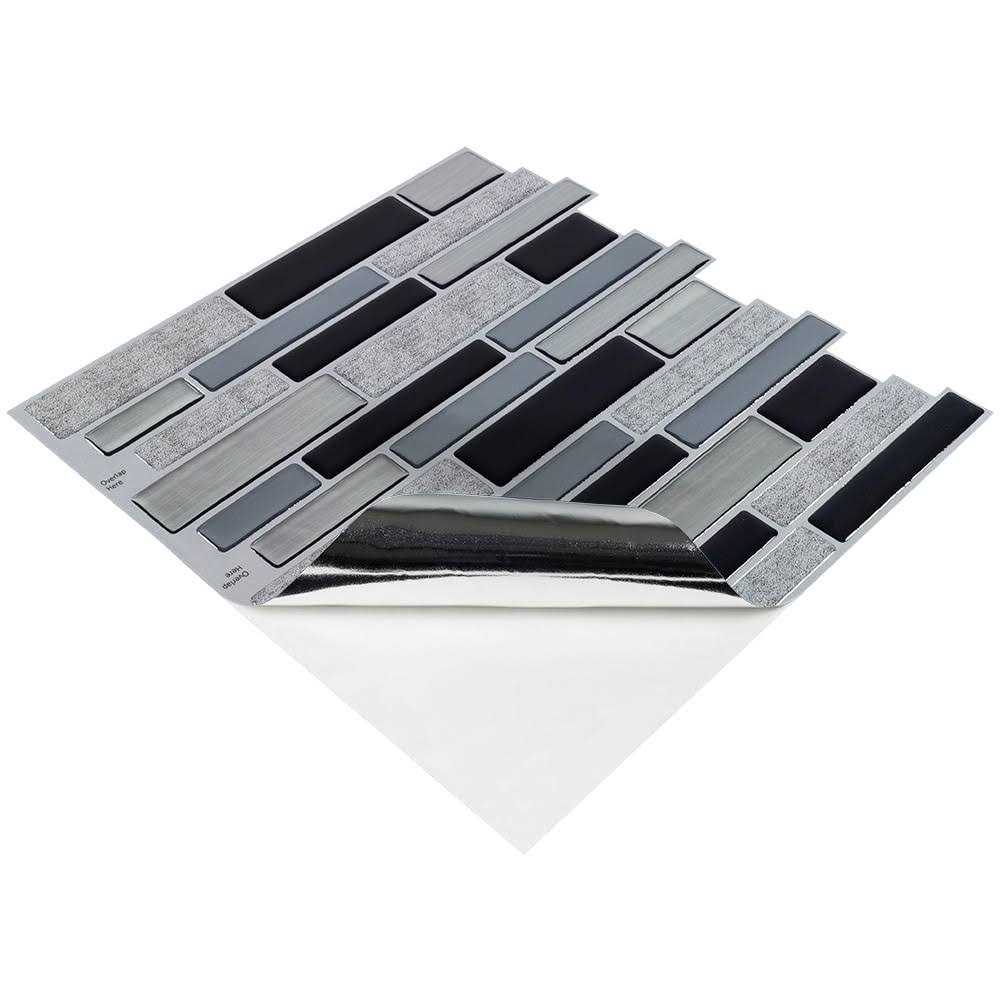 Peel&Stick Mosaics Silver Sky 10-in x 10-in Glossy Composite Linear Peel and Stick and Wall Tile PS119PEEL1010 - Cheap Fitting