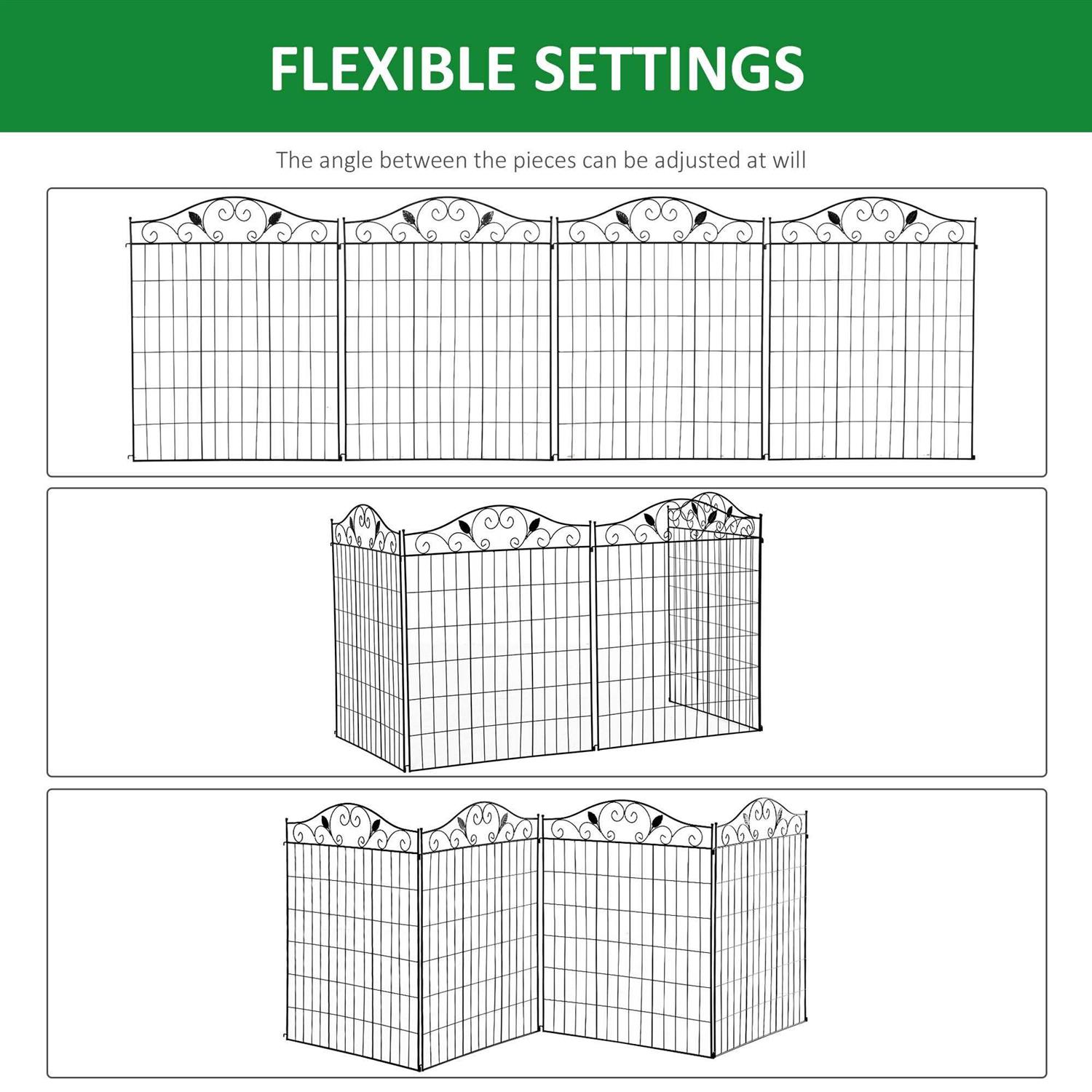 Outsunny Garden Decorative Privacy Fence 4 Panels 44in x 12ft Steel - Cheap Fitting