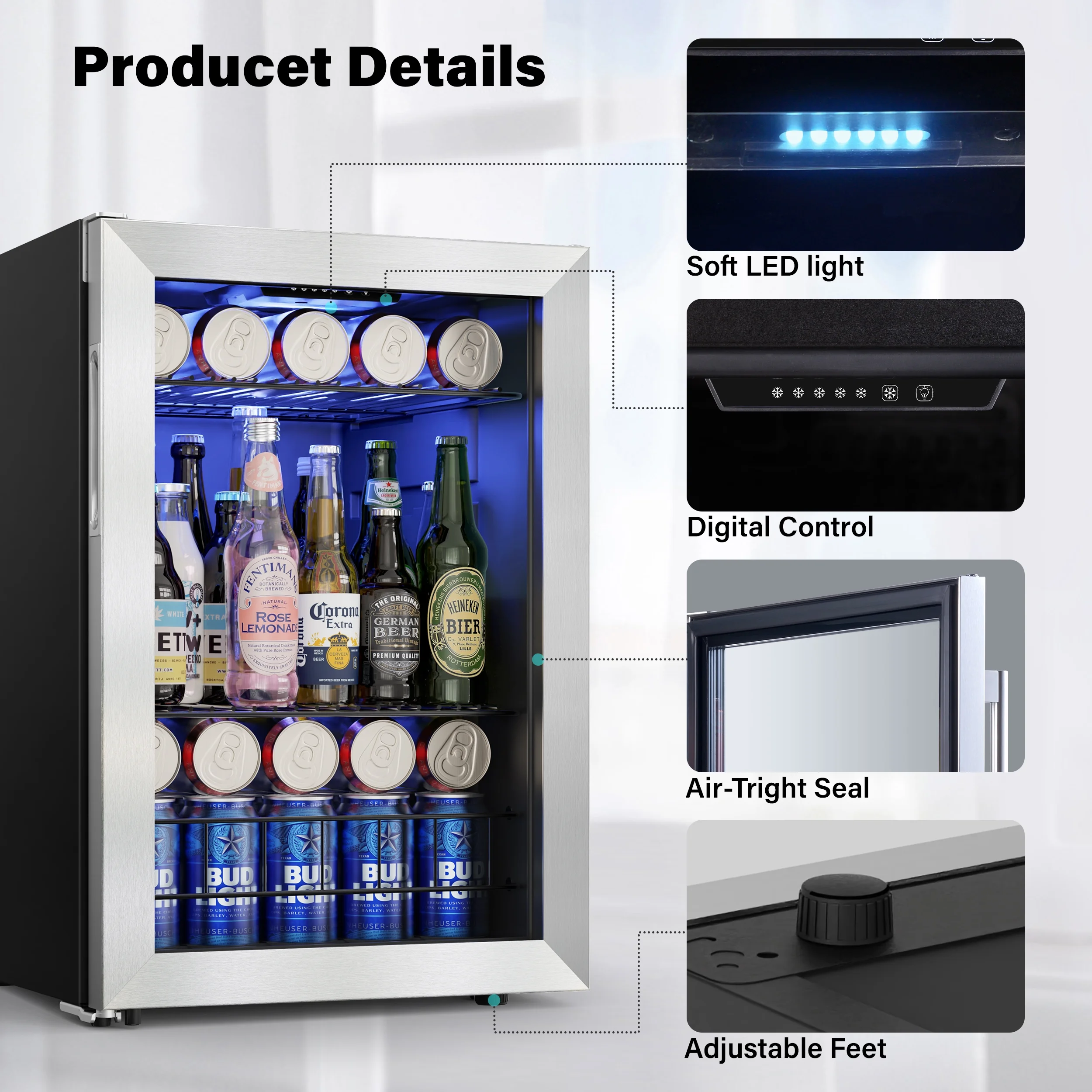 Yeego Beverage Cooler, 77-80 Can Mini Beverage Fridge with Glass Door for Drink,Freestanding,2.18 Cu.ft. - Cheap Fitting