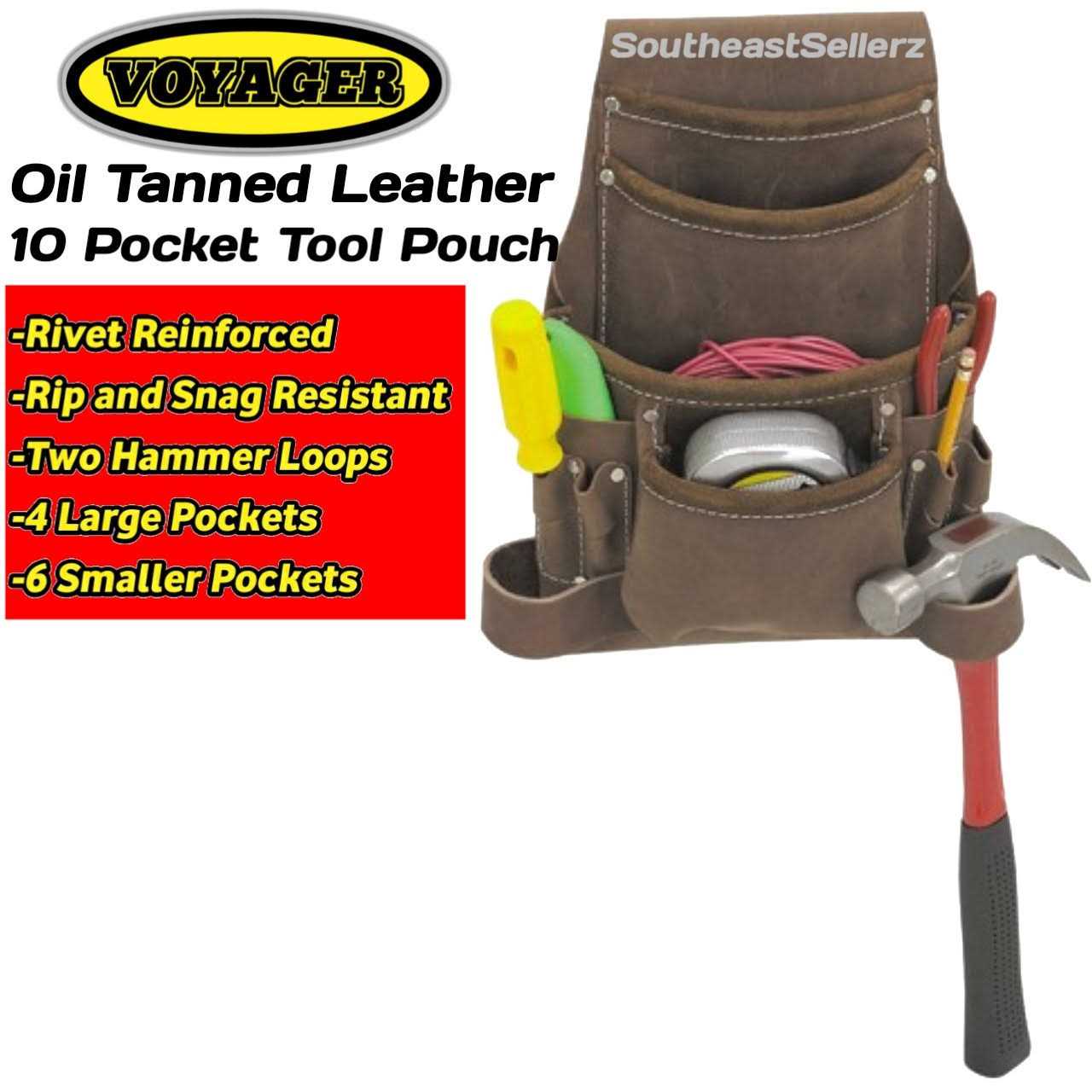 Voyager 10 Pocket Oil Tanned Leather Tool Pouch - Cheap Fitting