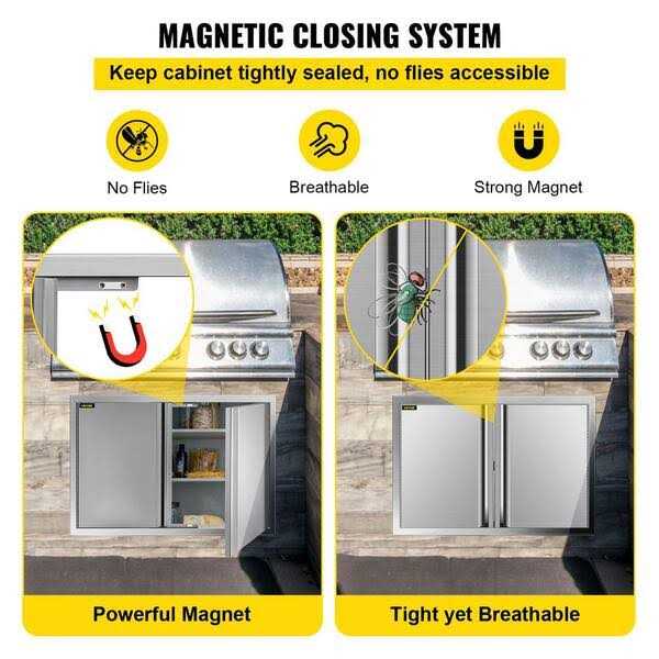 VEVOR Outdoor Kitchen Cabinets Door 30.5 in. W x 21 in. H Grill Doors with Recessed Handle Access Door for BBQ Island - Cheap Fitting