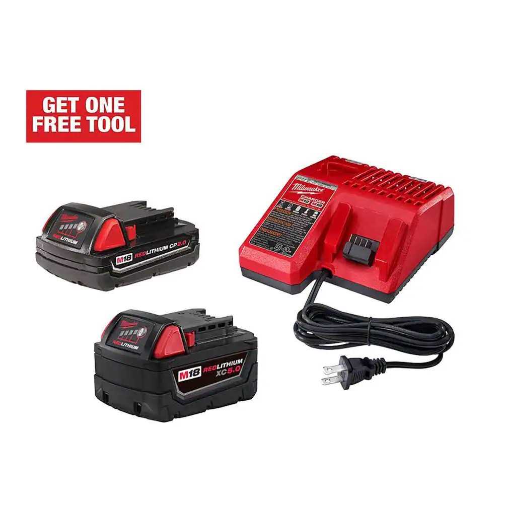 Milwaukee M18 REDLITHIUM XC5.0 Resistant Battery Starter Kit - Cheap Fitting