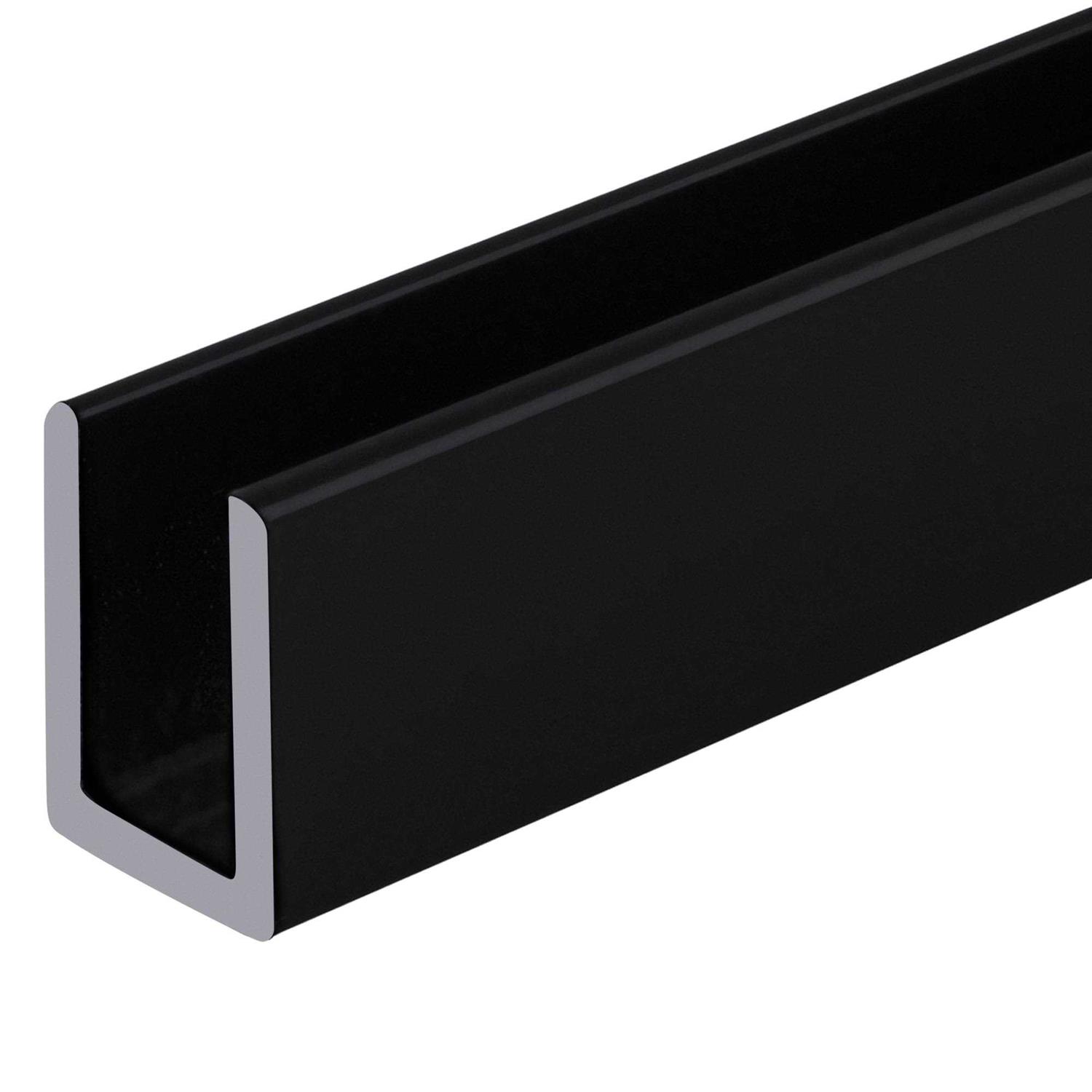 Brixwell Matte Black 3/8 inch Fixed Panel Shower Door Deep U-Channel - Cheap Fitting